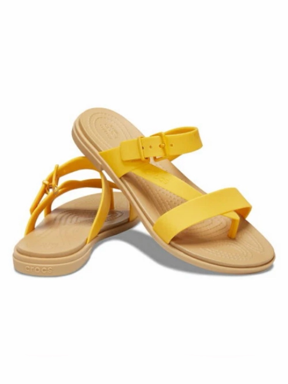 CROCS TULUM TOE POST SANDALS Canary Tan Size 6